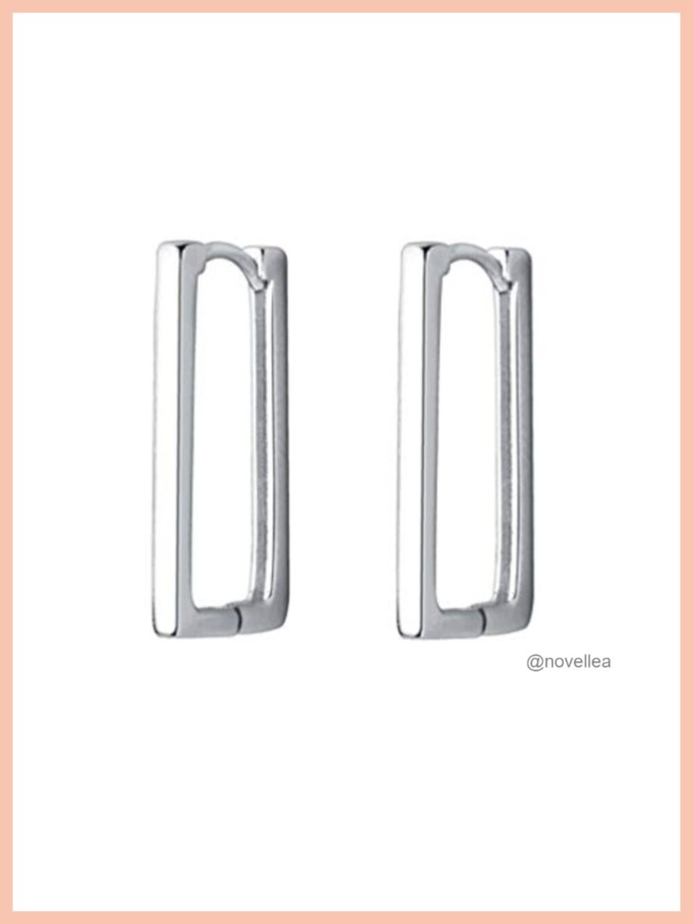 Minimalist Geometric Rectangle Small Hoop Earrings 20mm Sterling Silver 925